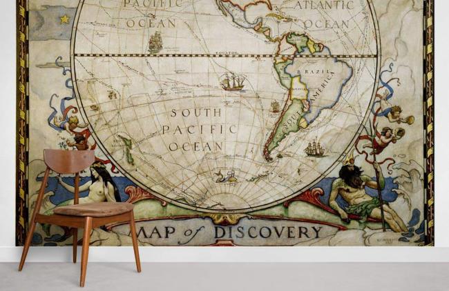 Map | Vintage Nautical Map Non-Woven Wallpaper for Wall 1ft2 Beige General Beige