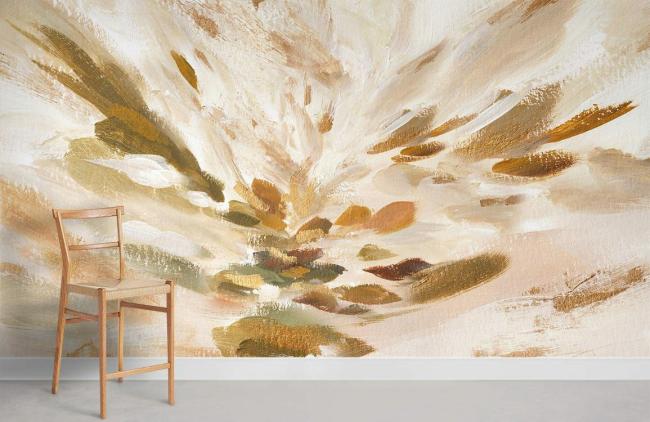 Oil Painting | Abstract Brushstroke Texture Mural Non-Woven Wallpaper 1ft2 Beige Design & Art Beige