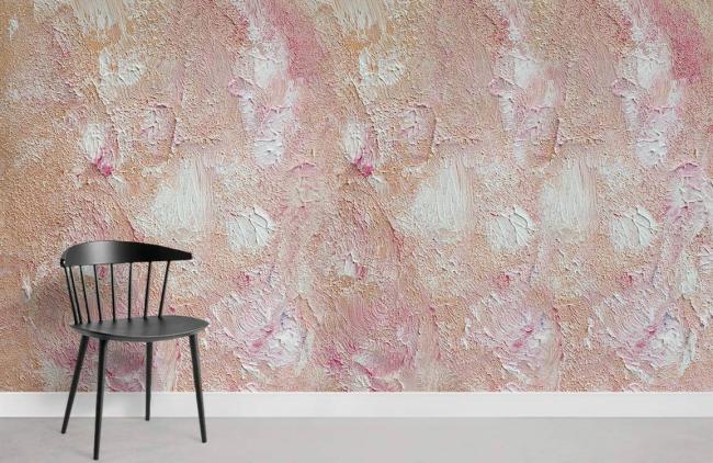 Oil Painting | Abstract Pink Textured Mural Non-Woven Wallpaper 1ft2 Pink Design & Art Oil Painting