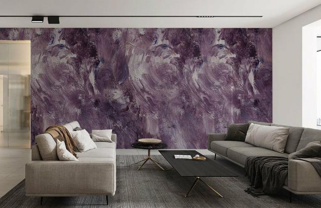 Oil Painting | Abstract Purple Brushstroke Texture Mural Non-Woven Wallpaper 1ft2 Muted Purple Design & Art Muted Purple