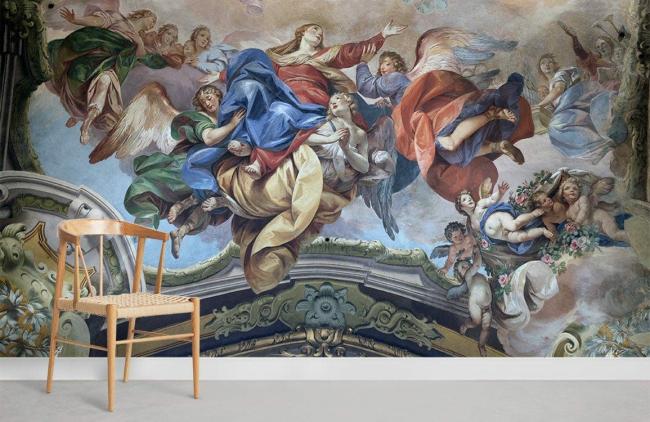 Oil Painting | Baroque Heavenly Fresco Art Mural Non-Woven Wallpaper 1ft2 Multicolor Design & Art Multicolor