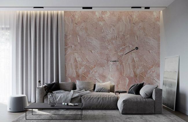 Oil Painting | Elegant Pink Textured Abstract Mural Non-Woven Wallpaper 1ft2 Pink Design & Art Oil Painting