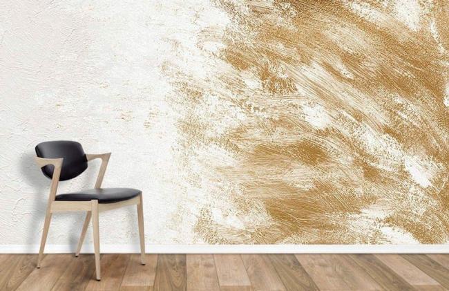 Oil Painting | Luxurious Gold Brush Stroke Mural Non-Woven Wallpaper 1ft2 Gold and Cream Design & Art Gold & Cream