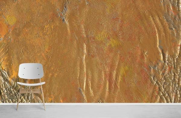 Oil Painting | Metallic Gold Textured Luxury Mural Non-Woven Wallpaper 1ft2 Gold Design & Art Gold