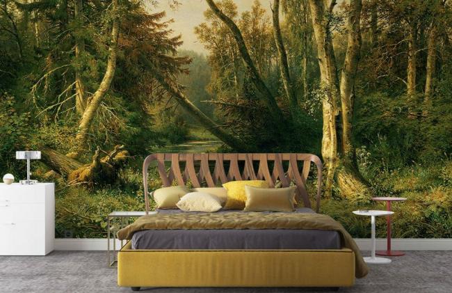 Oil Painting | Tranquil Forest Creek Scenic Mural Non-Woven Wallpaper 1ft2 Emerald Green Design & Art Emerald Green