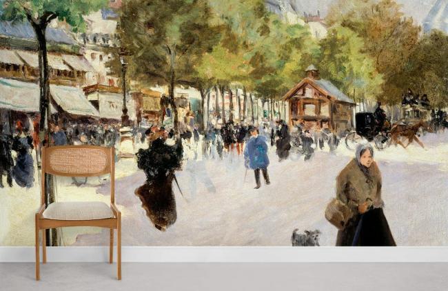 Oil Painting | Vintage Parisian Street Scene Mural Non-Woven Wallpaper 1ft2 Beige Design & Art Beige