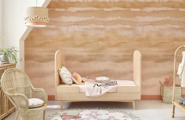 Ombre | Abstract Beige Watercolor Stripe Mural Non-Woven Wallpaper 1ft2 Beige Design & Art Beige