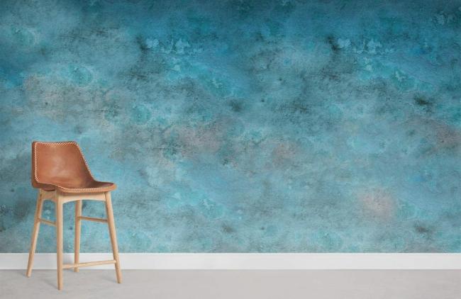 Ombre | Abstract Blue Watercolor Mural Non-Woven Wallpaper 1ft2 Blue Design & Art Blue