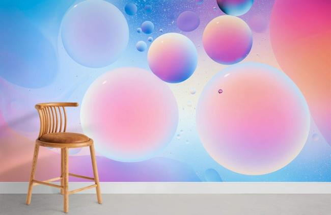 Ombre | Abstract Colorful Bubble Gradient Mural Non-Woven Wallpaper 1ft2 Multicolor Design & Art Multicolor