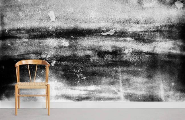 Ombre | Abstract Moody Black and Grey Mural Non-Woven Wallpaper 1ft2 Black and Grey Design & Art Black & Grey