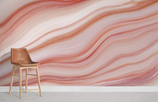 Ombre | Abstract Pink Marble Swirl Mural Non-Woven Wallpaper 1ft2 Pink Design & Art Ombre