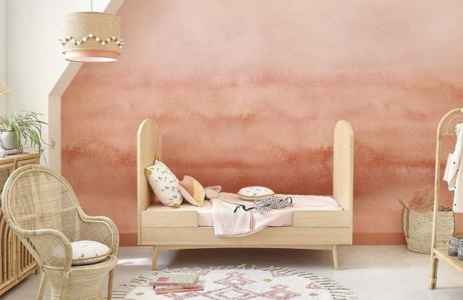 Ombre | Abstract Watercolor Blush Mural Non-Woven Wallpaper 1ft2 Blush Pink Design & Art Blush Pink