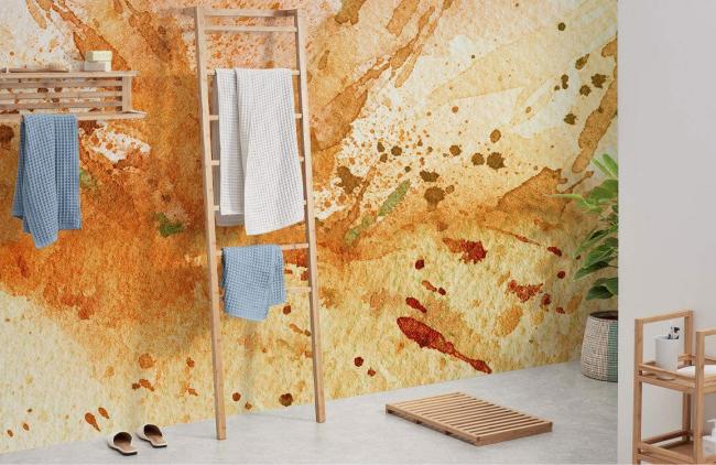 Ombre | Abstract Watercolor Orange Splash Mural Non-Woven Wallpaper 1ft2 Orange Design & Art Ombre