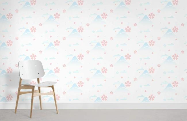 Ombre | Blue Mountain Floral Kids Mural Non-Woven Wallpaper 1Roll Blue and Pink Design & Art Blue & Pink