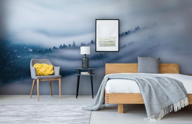 Ombre | Cloud Forest Landscape Non-Woven Wall Mural 1ft2 Blue-Grey Design & Art Blue-Grey