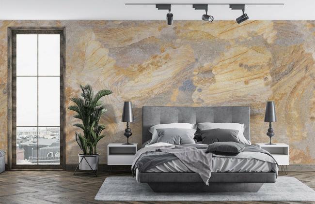 Ombre | Elegant Abstract Marble Texture Mural Non-Woven Wallpaper 1ft2 Beige and Grey Design & Art Beige & Grey