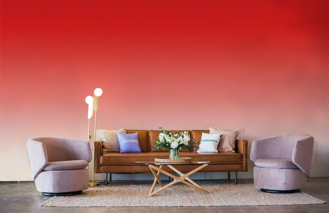 Ombre | Gradient Red to White Mural Non-Woven Wallpaper 1ft2 Red, White Design & Art Ombre