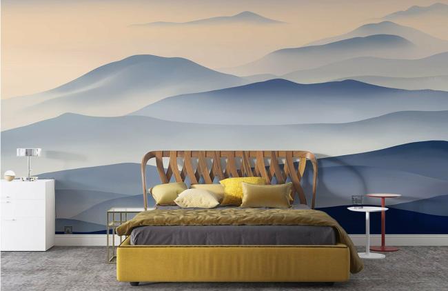 Ombre | Misty Mountain Gradient Mural Non-Woven Wallpaper 1ft2 Blue Gradient Design & Art Blue Gradient