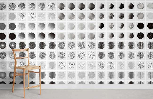 Ombre | Modern Geometric Moon Phases Non-Woven Wallpaper for Wall 1ft2 Black and White Design & Art Black & White