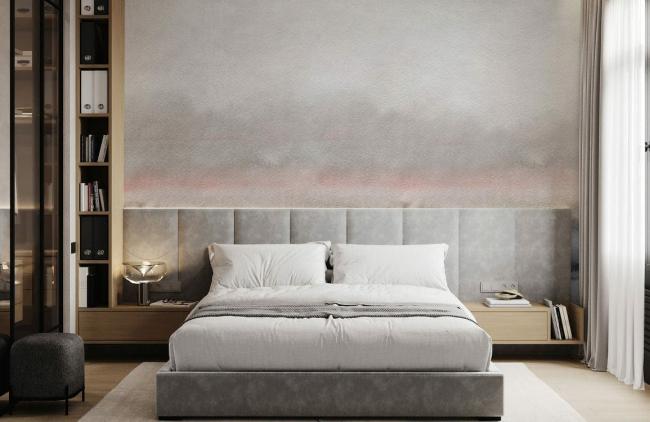 Ombre | Modern Watercolor Abstract Grey Mural Non-Woven Wallpaper 1ft2 Grey Design & Art Grey