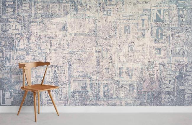 Ombre | Vintage Typographic Neutral Mural Non-Woven Wallpaper 1ft2 Beige Design & Art Beige