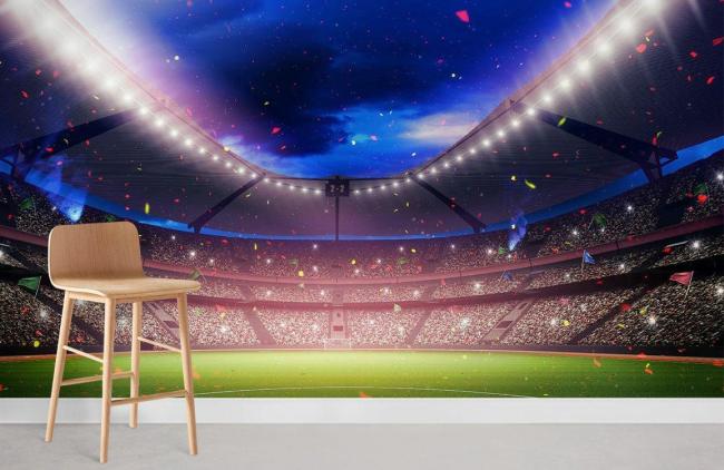 Sports | Stadium Night Sky Sports Mural Non-Woven Wallpaper 1ft2 blue General Blue