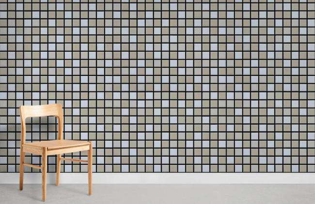 Tile & Mosaic | Modern Geometric Grey Grid Mural Non-Woven Wallpaper 1Roll Grey General Grey