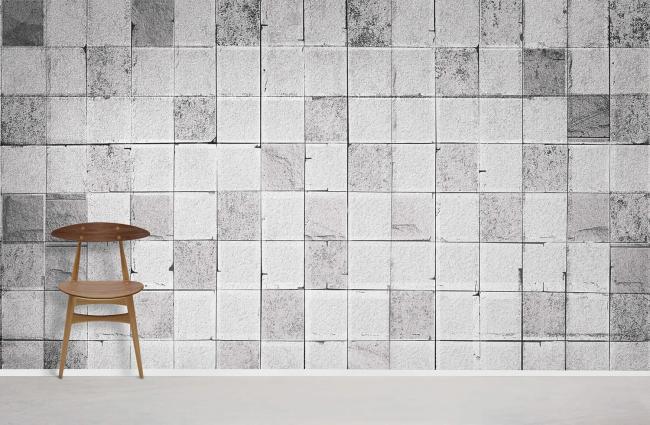 Tile & Mosaic | Modern Grey Geometric Concrete Mural Non-Woven Wallpaper 1ft2 Grey General Grey