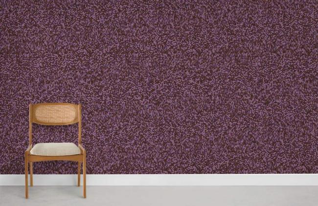 Tile & Mosaic | Textured Purple Geometric Living Mural Non-Woven Wallpaper 1Roll Purple General Purple