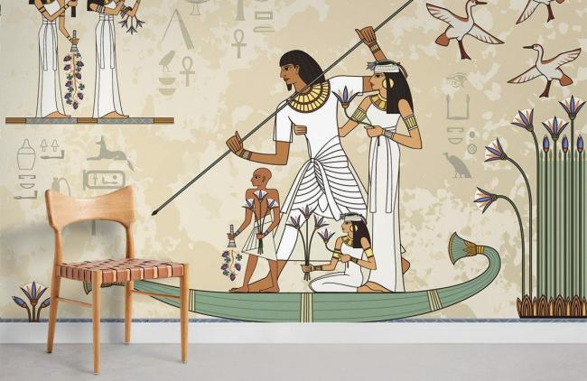 Vintage | Ancient Egyptian Culture Non-Woven Wall Mural 1ft2 Beige General Beige