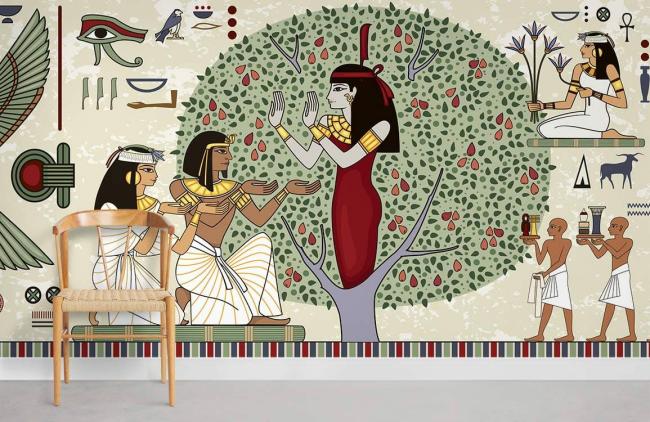 Vintage | Ancient Egyptian Hieroglyphics Mural Non-Woven Wallpaper 1ft2 Beige General Beige