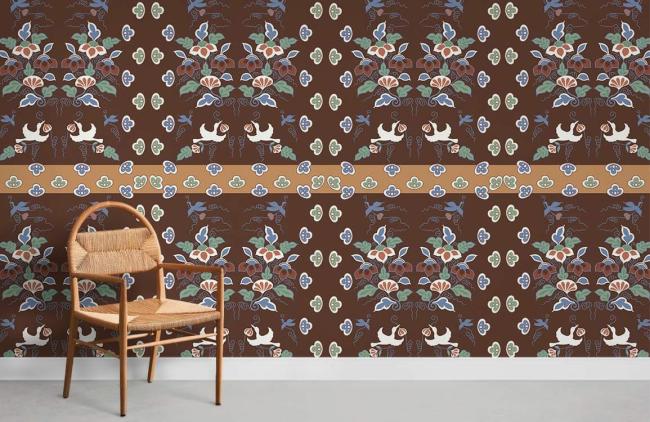 Vintage | Boho Botanical Animal Pattern Mural Non-Woven Wallpaper 1Roll Brown General Brown