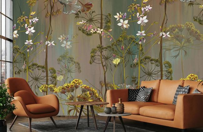 Vintage | Elegant Floral Botanical Garden Non-Woven Wallpaper Mural 1ft2 Beige General Beige