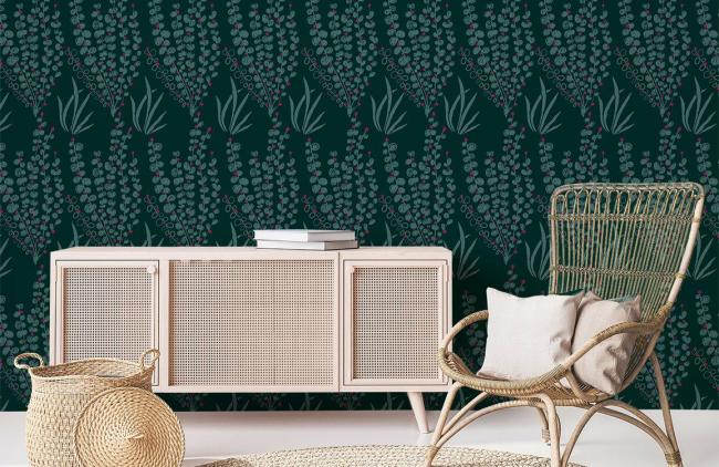 Vintage | Emerald Green Botanical Non-Woven Wall Mural 1Roll Emerald Green General Emerald Green