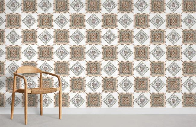 Vintage | Geometric Diamond Vintage Mural Non-Woven Wallpaper 1Roll Beige General Beige