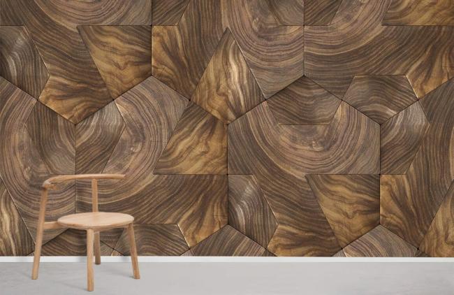 Vintage | Geometric Wooden Herringbone Mural Non-Woven Wallpaper 1ft2 Brown General Brown