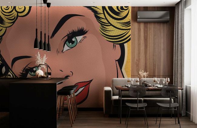 Vintage | Retro Pop Art Comic Non-Woven Wallpaper Mural 1ft2 Yellow, Red General Vintage