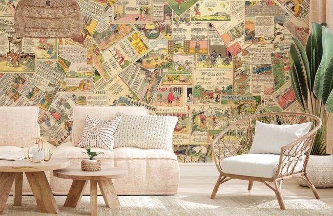 Vintage | Vintage Comic Strip Mural Non-Woven Wallpaper 1ft2 Beige General Beige