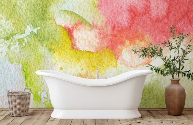 Watercolor | Abstract Colorful Watercolor Blend Non-Woven Wall Mural 1ft2 Multicolor Design & Art Multicolor