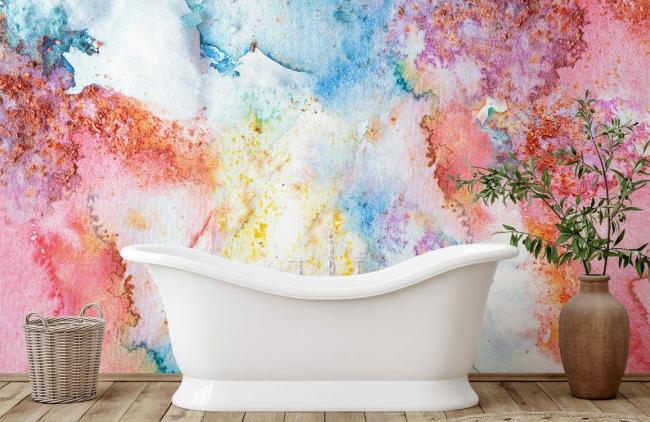 Watercolor | Abstract Watercolor Splash Non-Woven Wallpaper Mural 1ft2 Multicolor Design & Art Multicolor