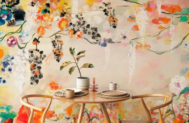 Watercolor | Colorful Abstract Floral Non-Woven Wallpaper Mural 1ft2 Multicolor Design & Art Multicolor