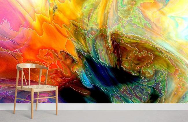 Watercolor | Colorful Abstract Watercolor Mural Non-Woven Wallpaper 1ft2 Multicolor Design & Art Multicolor