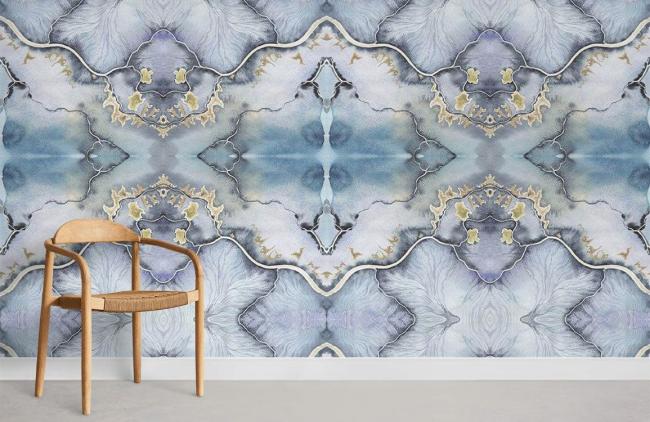 Watercolor | Elegant Gold Marble Geometric Mural Non-Woven Wallpaper 1Roll Gold and Grey Design & Art Gold & Grey