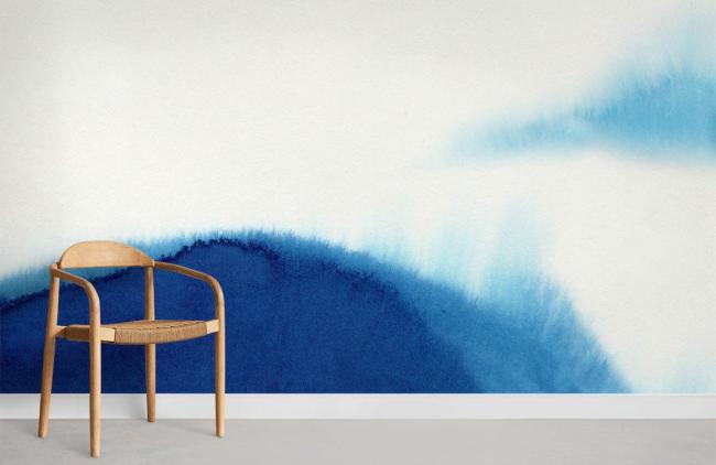 Watercolor | Soothing Blue Watercolor Gradient Mural Non-Woven Wallpaper 1ft2 Blue Design & Art Blue