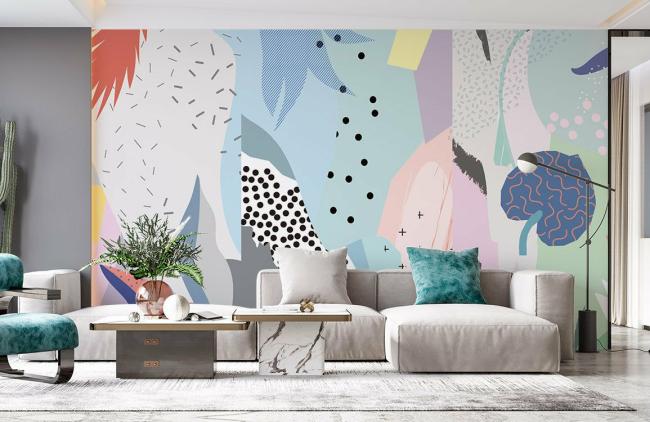 Art Decor | Abstract Colorful Geometric Non-Woven Wall Mural 1ft2 Multicolor Art Decor Art Decor