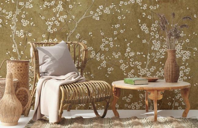 Vintage | Vintage Botanical Blossom Mural Non-Woven Wallpaper 1ft2 Beige General Beige