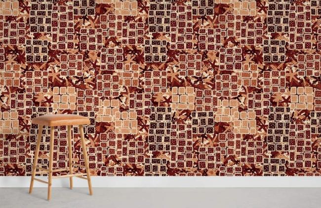 Art Decor | Rustic Brick Mosaic Geometric Mural Non-Woven Wallpaper 1Roll Beige Art Decor Art Decor