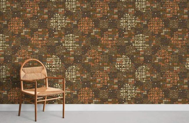 Art Decor | Rustic Orange Geometric Mural Non-Woven Wallpaper 1Roll Orange Art Decor Art Decor