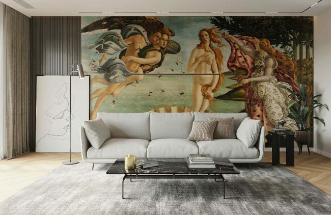 Oil Painting | Vintage Botticelli Birth of Venus Mural Non-Woven Wallpaper 1ft2 Beige Design & Art Beige